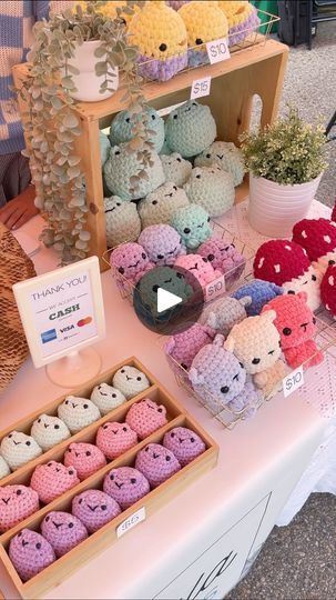 184K views · 1.5K reactions | Myla had her first outdoor market last week (second market overall)! 🩷 She crocheted so many amigurumi (13 different styles), and this is how many of each style she sold! 🧶 It was such a great experience and we all had a blast! Love how many markets are providing young vendor opportunities to encourage entrepreneurship in these young ones. Myla is 11 years old and has been crocheting amigurumi and reading patterns since last December 🥰 Which amigurumi is your favorite? #childcrochet #youngvendor #farmersmarket #amigurumilove #crochetstuffies | All About Ami | Amy B · ・✰ Ramen Kawaii Girl ✰・ラーメン かわいい All About Ami, Outdoor Market, Having A Blast, Kawaii Girl, Crochet Amigurumi, How Many, Different Styles, Ramen, Overalls