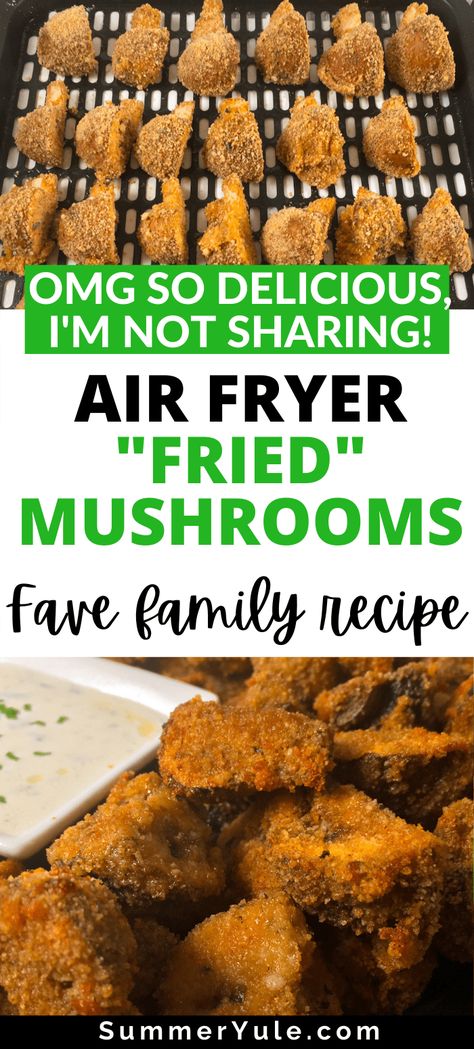 Air Fry Breaded Mushrooms, Mushrooms In Air Fryer Recipe, Homemade Fried Mushrooms, Mushrooms Air Fryer Recipes, Airfryer Mushroom Recipes, Breaded Mushrooms In Air Fryer, Airfry Mushrooms, Air Fried Mushrooms Recipe, Breaded Mushrooms Fried