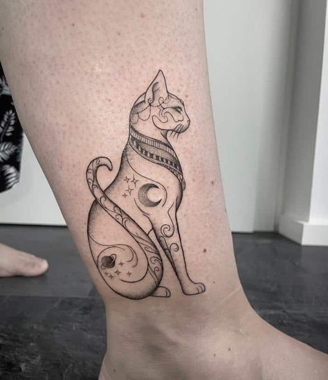 Egyptian Cat Tattoo 6 Cat Tattoo Spiritual, Ancient Cat Tattoo, Bastet Cat Tattoo, Egyptian Cat Tattoo For Women, Sphynx Tattoo Egyptian, Egyptian Tattoo Sleeve Women, Cat Tattoo Egyptian, Egypt Cat Tattoo, Spiritual Eye Tattoo