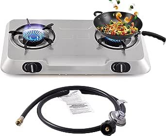 Propane Gas Cooktop 2 Burner Gas Stove Portable Gas Stove Stainless Steel Stove Dual Burner Auto Ignition Camping Dual Burner LPG for RV, Apartment, Outdoor Portable Gas Stove, Stainless Steel Stove, Propane Stove, New Stove, Gas Cooktop, Gas Burners, New Inventions, Propane Tank, Fire Tv Stick