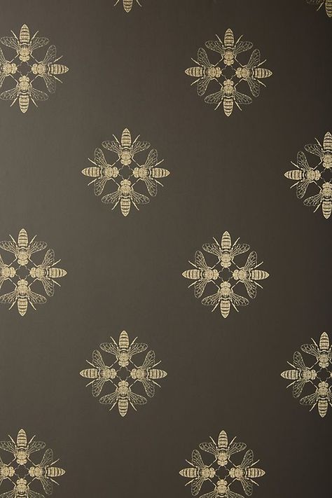 Insp Wallpaper, Honey Bee Wallpaper, Bee Wallpaper, Moody Home, Moody Home Decor, Wallpaper Anthropologie, Honey Logo, Patterned Wallpaper, Bee Inspired