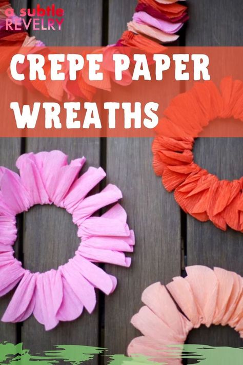 Crafts Using Crepe Paper Streamers, Crepe Paper Wreath, Colorful Wreaths, Paper Wreaths, Bright Paint Colors, Paper Twine, Crepe Paper Streamers, Decorate For Fall, Colorful Wreath