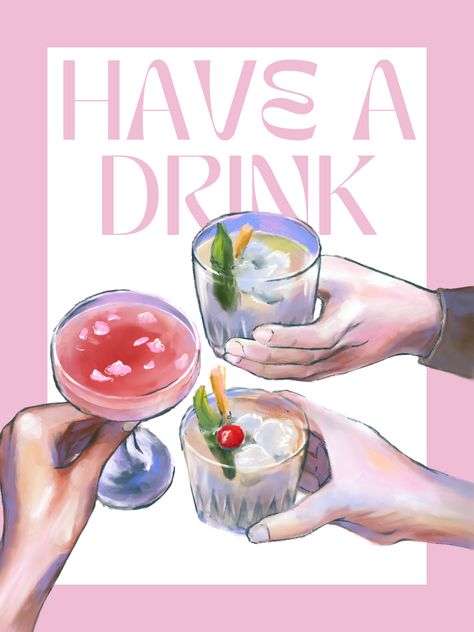 One More Drink Poster, Art Above Bar Cart, Alcohol Poster Design, College Bar Cart, Preppy Bar Cart, Apartment Amsterdam, Alcohol Posters, Preppy Bar, Drink Prints