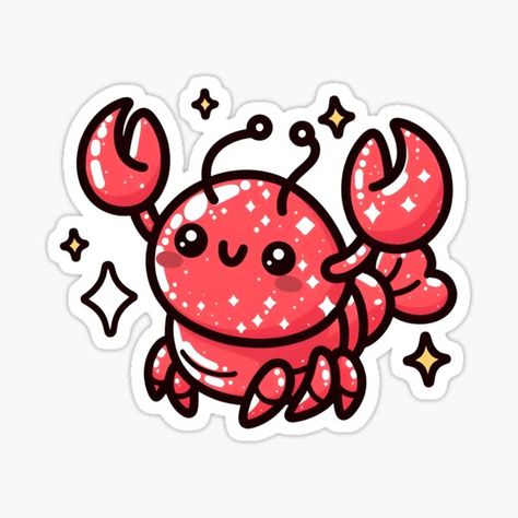 Lobster Extra Cute Kawaii Lobster Illustration Cute, Cute Smile, Sea Creature, Cute Kawaii, Big Eyes, Sea Creatures, Cute Stickers, Cute Cartoon, Ipad