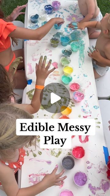 Brooke Wertz | Who knew yogurt could double as art supplies? 🎨Letting creativity and chaos run wild with some edible messy play! The kids had a blast... | Instagram Rock Play Food, Messy Play Edible, Diy Yogurt Melts Baby, Edible Mud Sensory Play, Edible Sludge Sensory Play, Messy Play, Having A Blast, Yogurt, Let It Be