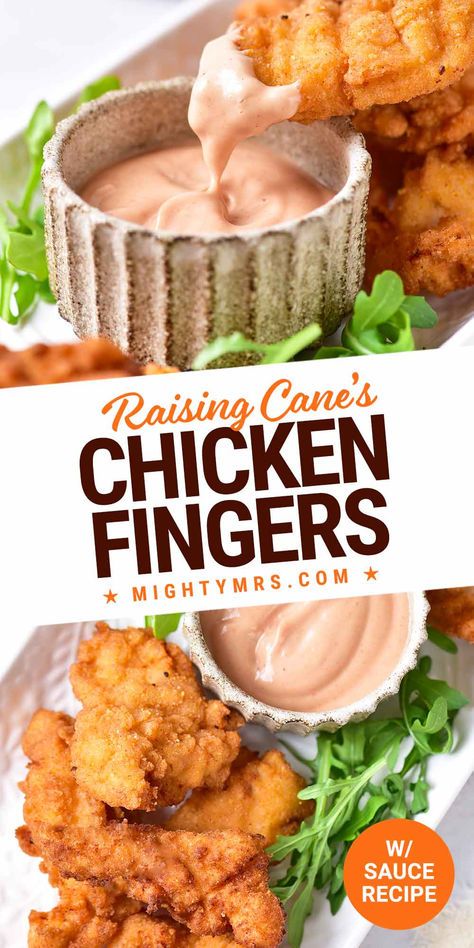 A delicious and tasty way to skip the takeout line, this copycat Raising Cane’s chicken fingers and dipping sauce recipe will satisfy your craving and is easier than you think to make at home. You'll love these extra cripsy chicken tenders made with chicken tenderloins double dipped in seasoned flour and buttermilk. Marniate in buttermilk for the same most moist and flavorful bites of chicken you know and love. Save money and enjoy your favorite restaurant dish at home! Double Fried Chicken Tenders, Ways To Make Chicken Tenders, Kid Friendly Recipes Dinner, Canes Chicken Tenders Recipe, Chicken Fingers Fried, Chicken Tender Dinner Ideas, Chicken Finger, Homemade Chicken Tenders, Canes Chicken