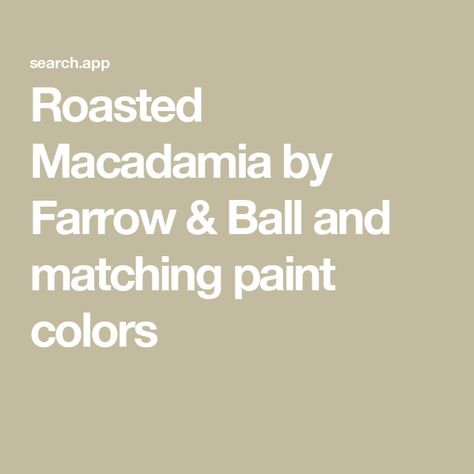 Roasted Macadamia by Farrow & Ball and matching paint colors Farrow And Ball Sherwin Williams Match, Roasted Macadamia Farrow & Ball, Farrow And Ball Roasted Macadamia, Roasted Macadamia Farrow And Ball, Farrow And Ball Paint, Paint Matching, Farrow And Ball, Matching Paint Colors, Drop Cloth