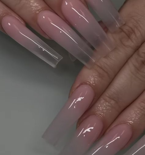 Clear To Pink Ombre Nails, Ombre Transparent Nails, Pink And Clear Ombre Nails, Long Clear Acrylic Nails Square, Transparent Ombre Nails, Ombré Clear Nails, Clear Ombré Nails, Ombre Clear Nails, Clear Tip Nails Designs