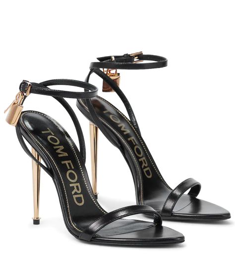 Tom Ford - Padlock leather sandals | Mytheresa Tom Ford Heels, Tom Ford Shoes, Heels Aesthetic, Black Toms, Heels Classy, Ankle Straps, Designer Heels, Heeled Sandals, High Heel Sandals