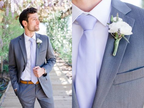 FOREVER AND ALWAYS FARM SPRING LAVENDER WEDDING TEMECULA CALIFORNIA - Carrie Mcguire Photography #lavenderwedding #springwedding #bridesmaidsdresses #fineartwedding Lavender Ring Bearer Outfit, Grey And Lavender Groomsmen, Lavender Wedding Suit, Lilac Wedding Themes, Lavender Wedding Theme, Groomsmen Grey, Lavender Bridesmaid, Wedding Tux, Temecula Wedding