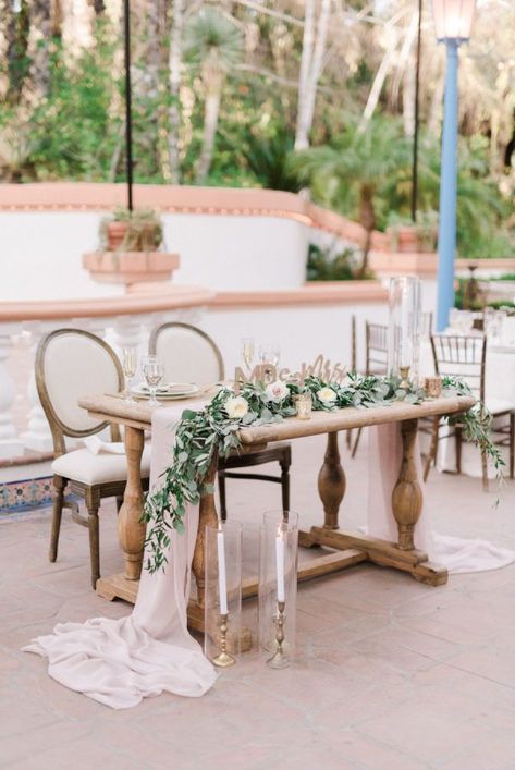 Sweetheart Table Farm Table, Table Runner Wedding Rustic, Mauve Sweetheart Table, Wedding Couple Table, Wedding Trees, Chiffon Table Runner, Brides Table, Romantic Spring Wedding, Bride Groom Table