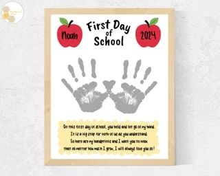 HandprintHive - Etsy Back To School Handprint Art, School Handprint Art, Back To School Poem, School Poem, Handprint Poem, Preschool First Day, Poems About School, School Keepsake, First Day Activities