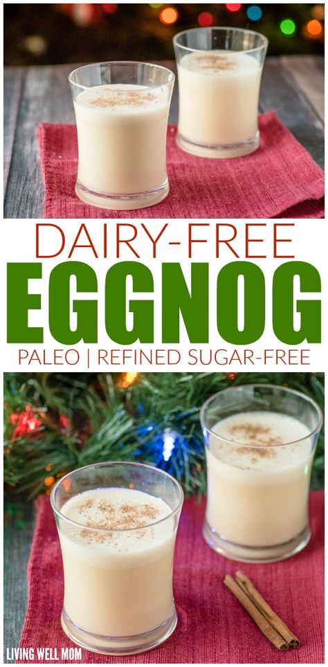 This dairy-free egg nog is made with almond milk and coconut milk! It’s creamy and gluten free - perfect for almost any diet! Lactose Free Eggnog Recipe, Lactose Free Eggnog, Dairy Free Eggnog Recipe, Dairy Free Eggnog, Almond Milk Egg Nog, Dairy Free Egg Nog, Cooking With Coconut Milk, Classic Eggnog, Eggnog Recipe Homemade