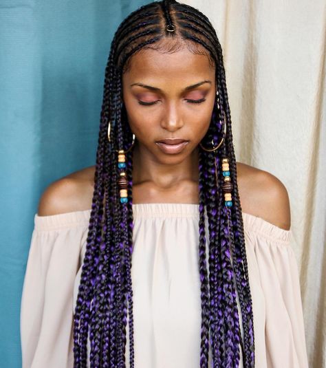 2,127 Likes, 23 Comments - Kersti Pitre (@kersti.pitre) on Instagram: “#summer17 Braids for days Photo credit: @jj.pitre  Hair used: @rastafribraid #myexpert24” Box Braid Hair, Purple Braids, Hair Colorful, Pelo Afro, Fulani Braids, Beautiful Braids, Girls Braids, Cornrow Hairstyles, African Braids Hairstyles