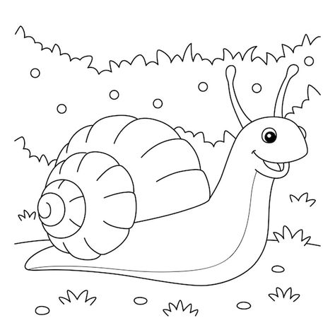 Vector snail animal coloring page for ki... | Premium Vector #Freepik #vector #outline #color-book #animal-coloring #line-illustration Snail Outline, Lineart Illustration, Halloween Coloring Book, Kids Coloring Book, Animal Coloring, Halloween Coloring Pages, Printing Design, Cover Book, Christmas Coloring Pages