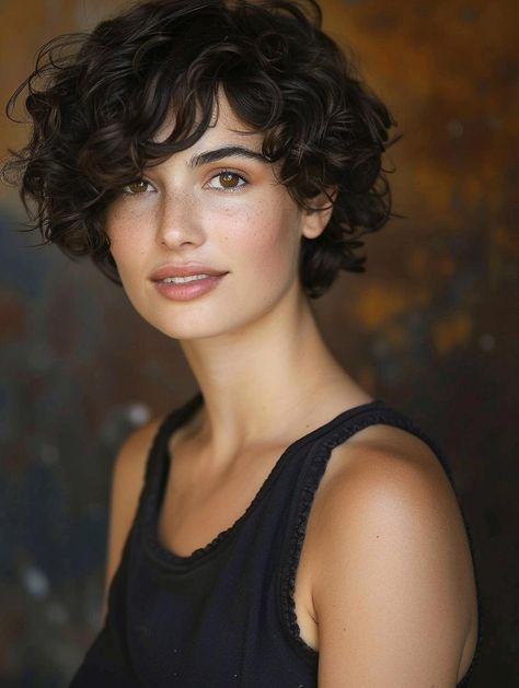 Messy Short Hair Curly, Curly Model Hair, Curly Wavy Short Haircut, Edgy Curly Short Hair, Short Curly 2c Hair, Haircuts For 40 Year Old Women 2024, Short Fine Wavy Hair, Permed Short Hairstyles, Short Haircut For Curly Hair