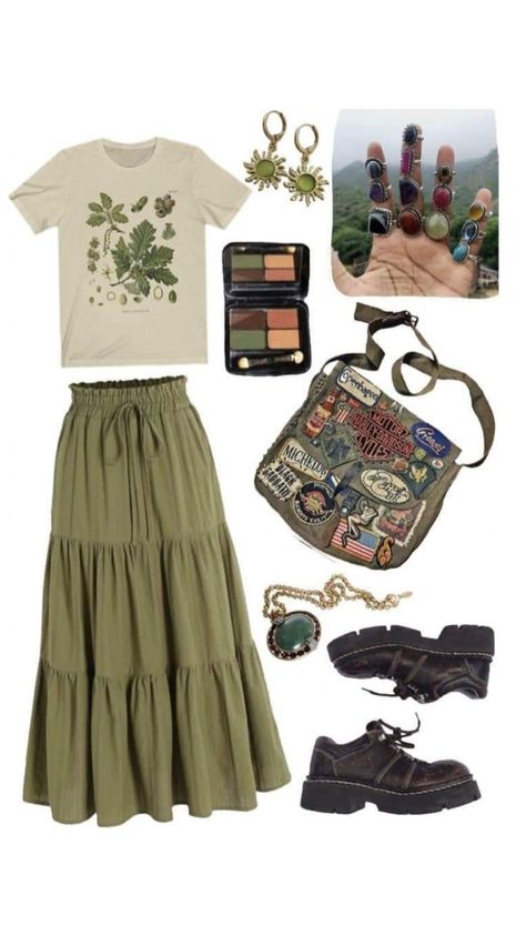 Green earthy goblincore aesthetic outfit #goblincore #goblin #green #greenaesthetic #greenaestheticshuffle #hippievibes #greenhippie #earthy #fyp #earthtones #earthaesthetic #iamabaldman #outfitinspo Kitchen Living Rooms, Goblincore Aesthetic Outfits, Goblincore Outfits, Modern Home Decor Ideas, Fashionable Nails, Goblincore Aesthetic, Cottagecore Outfits, Earthy Outfits, Estilo Hippie