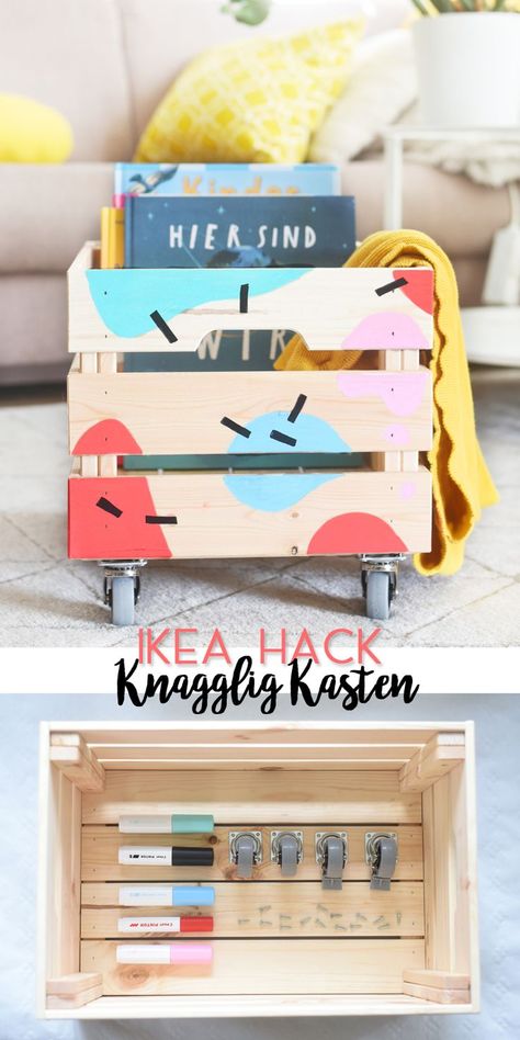 IKEA Hack für Kinder: KNAGGLIG-Kasten Makeover mit den PINTOR-Markern Ikea Montessori Hacks, Ikea Montessori, Trofast Ikea, Ikea Hack Kids, Ikea Kids Room, Ikea Kids, Ikea Hack Ideas, Room Hacks, Ikea Furniture Hacks