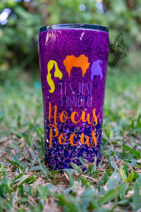 Hocus Pocus Tumbler Cup, Hocus Pocus Epoxy Tumbler, Hocus Pocus Glitter Tumbler, Hocus Pocus Tumbler Ideas, Hocus Pocus Cup, Hocus Pocus Tumbler, Fall Cups, Fabric Tumblers, Sublimation Cups