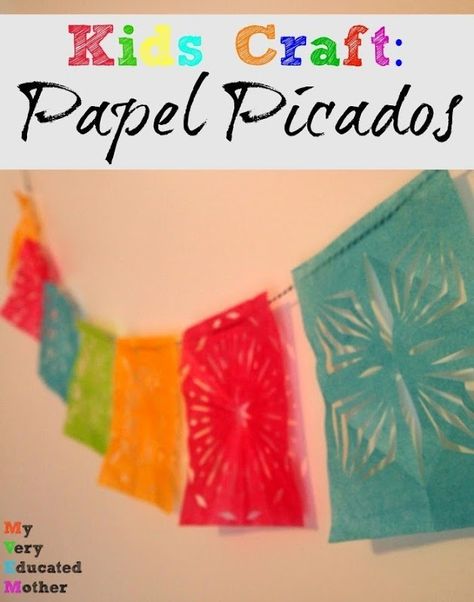 Mexican Papel Picados Multicultural Night, Christmas Library, Mexico Crafts, Mexican Crafts, 5 De Mayo, Spanish Classroom, School Help, Kids' Crafts, Hispanic Heritage