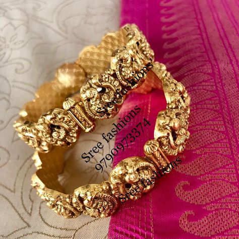 Nakshi Jewellery Bangles, Temple Bangles Gold Jewellery, Pearl Haaram, Kadas Bangles, Temple Bangles, Ad Bangles, Kada Bangles, Mango Necklace, Temple Jewellery Earrings