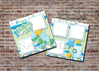 BLJ Graves Studio: 1st Father's Day PRINTED Scrapbook Pages Baby Boy Scrapbook Layouts, Big Brother Little Brother, 12x12 Scrapbook Layouts, Scrapbooking Layouts Baby, Premade Scrapbook, Baby Baptism, 12x12 Scrapbook, Photo Matting, Print Layout