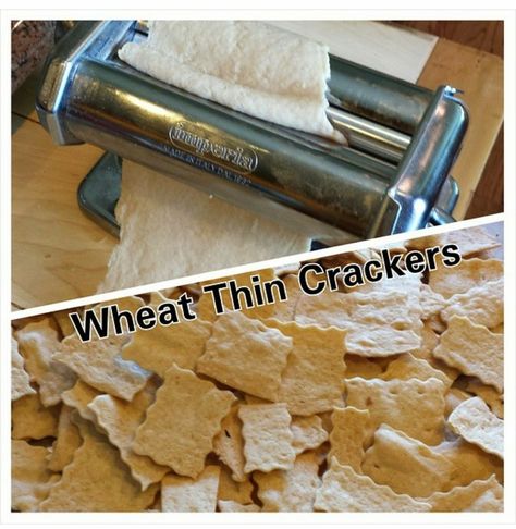 Pasta Roller Uses, Pasta Roller Recipes, Handmade Crackers, Appetizer Foods, Recipes Using Pasta, How To Make Crackers, Bake Sale Treats, Homemade Cheese Crackers, Whole Wheat Crackers