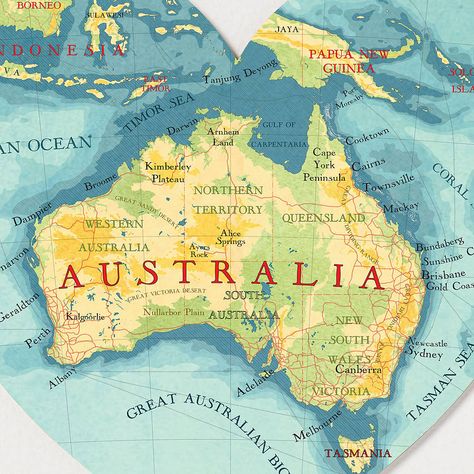 map of Austrailia Alice Springs Australia, Nullarbor Plain, Port Moresby, Australian Maps, Rock Springs, Heart Map, Australia Map, Australia Day, Old Maps