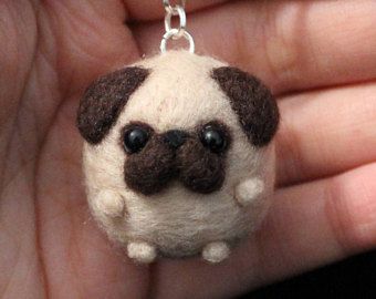 pug Cute Needle Felted Keychain Puppy Accessory gift dog handmade christmas animal mini Mini Felted Animals, Needle Felted Keychain, Mini Needle Felting, Needle Felted Gift Ideas, Needle Felting Keychain, Needle Felt Ideas, Cute Needle Felting Ideas, Felted Keychain, Mini Felt Animals