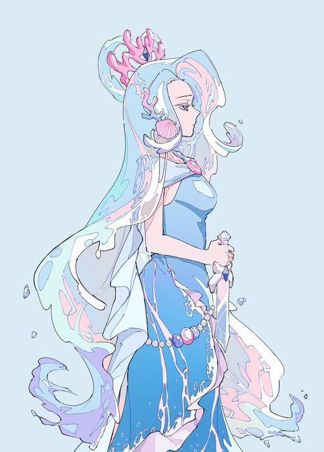 Sea Fairy, Magical Girl Aesthetic, Fantasy Mermaids, Mermaid Art, Cookie Run, Drawing Reference Poses, Pokemon Art, Fantasy Character Design, Pretty Art