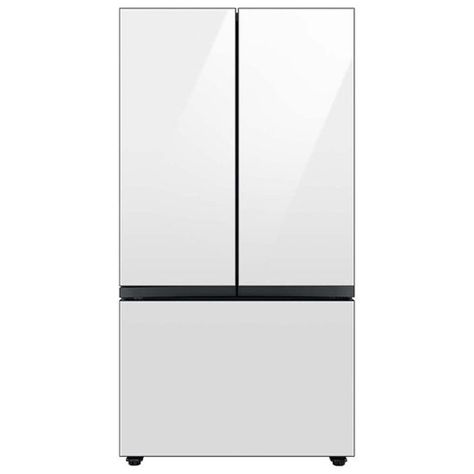 Samsung Bespoke 30 cu. ft. 3-Door French Door Refrigerator with Beverage Center White glass RF30BB660012/AA - Best Buy Samsung Refrigerator French Door, Panel Door Design, Counter Depth French Door Refrigerator, Refrigerator Panels, Flat Panel Doors, Smart Refrigerator, Samsung Bespoke, Samsung Appliances, Counter Depth Refrigerator