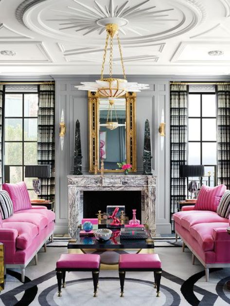 OUT WITH THE OLD, IN WITH THE NEW: TOP INTERIOR DESIGN TRENDS TO LOOK OUT FOR IN 2019 | Pretty Perfect Home #homedecor #homedecorideas #interiordesign #interior Glam Interior, Monochromatic Room, Regency Decor, Mary Mcdonald, Hollywood Regency Decor, Pink Living Room, Design Salon, Hollywood Regency Style, Hollywood Glam