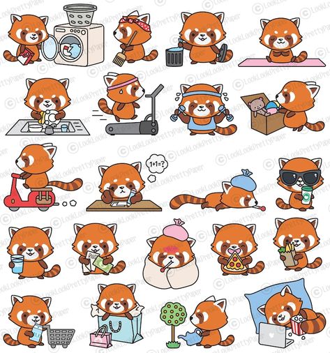 Red Pandas Cute, Red Panda Cute, Panda Drawing, Kawaii Clipart, Red Pandas, Images Kawaii, Animal Doodles, Cute Cartoon Animals, Red Panda