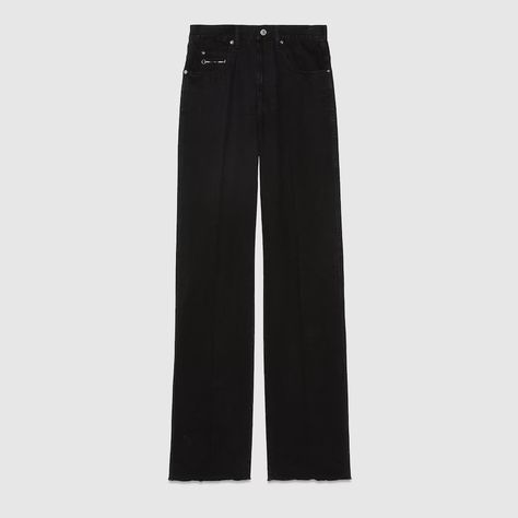 Denim pant in black | GUCCI® US Luxury Jeans, Gucci Denim, Gucci Pants, Short Jean Skirt, Denim Bottoms, Jean Skirts, Pants Jeans, Jean Skirt, Denim Pant