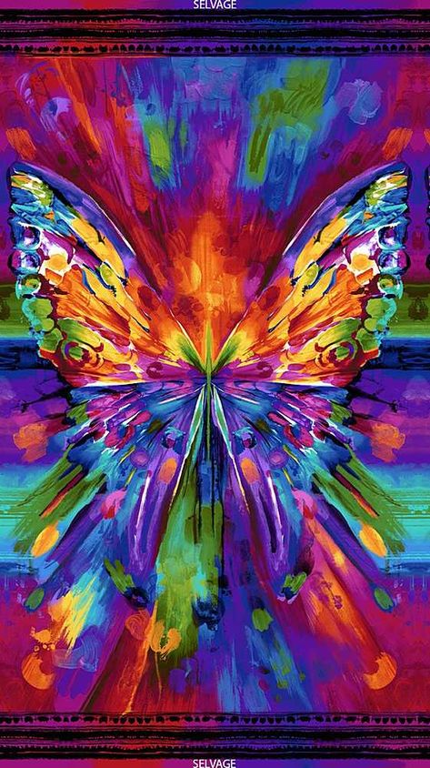 Art Papillon, Abstract Butterfly, Insects Theme, Timeless Treasures Fabric, Gems Art, Hur Man Målar, Colorful Butterfly, Panel Quilts, Cotton Quilting Fabric