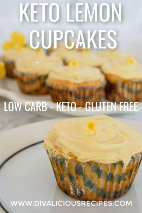 Keto Lemon Cupcakes, Lemon Cupcake Recipe, Lemon Cupcake, Keto Cupcakes, Lemon Cream Cheese Frosting, Cream Cheese Topping, Postre Keto, Lemon Cream Cheese, Spring Treats