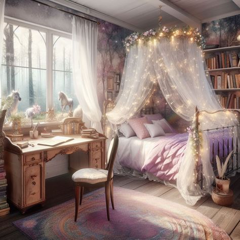 Whimsical Rooms, Romantic Room Ideas, Enchanted Bedroom, Fairytale Room, Fairy Room, Whimsical Bedroom, Pastel Bedroom, Bedroom Theme, Fantasy Bedroom