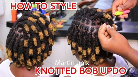 Diy Short Loc Styles For Women, Bob Dreadlocks Hairstyles, Lox Knots, Loc Knot Bob Short Locs, Lock Knot Bob, Barrell Roll Loc Styles, Short Loc Knot Bob, Locs Hair Styles Women, Updos For Short Locs