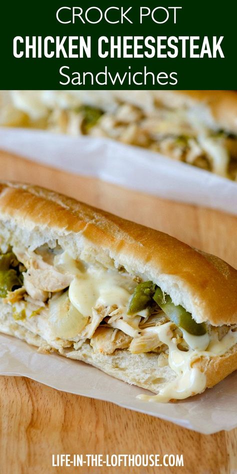 Philly Chicken Cheesesteak Sandwiches, Chicken Philly Sandwich Crockpot, Crock Pot Chicken Cheese Steak, Chicken Peppers Crockpot Recipes, Crockpot Chicken Philly Cheesesteak Easy Recipes, Crockpot Chicken Recipes Sandwiches, Crockpot Chicken Philly Sandwiches, Slow Cooker Chicken Philly Sandwiches, Chicken Cheesesteak Sandwich