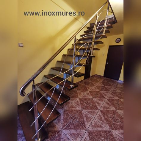 Stair Railing Ideas Stainless Steel, Indoor Stair Railing Ideas, Ss Railing, Stair Railing Ideas, Indoor Stair Railing, Steel Grill Design, Indoor Railing, Steel Railing Design, Railing Designs