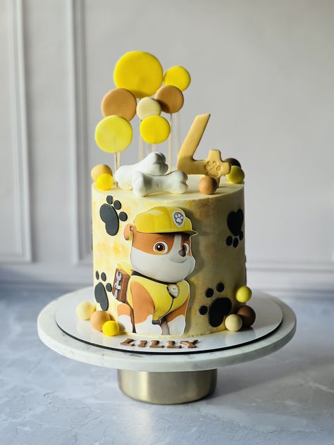 Rubble Paw Patrol Birthday, Rubble Paw Patrol Cake, Pastel Paw Patrol, Rubble Paw Patrol, Marshall Paw Patrol, Paw Patrol Cake, Chase Paw Patrol, Paw Patrol Birthday Party, Paw Patrol Party