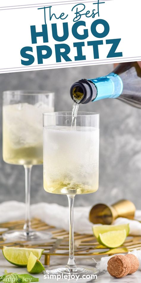 My Hugo Spritz is an easy recipe that you will absolutely love. Light and refreshing, this is such a delicious cocktail. Gin Spritz Cocktail, Hugo Cocktail, Hugo Spritz, Rum Chata, Alcoholic Treats, Spritz Recipe, Classic Cocktail Recipes, Tipsy Bartender, Yummy Alcoholic Drinks