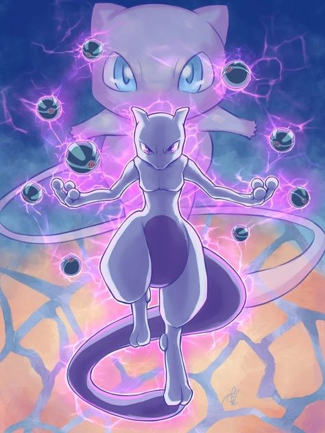 Mewtwo's Pokeballs Pokemon Mewtwo Art, Pokémon Mural, Mew Two Pokemon, Pokemon Flowers, Mewtwo Drawing, Mewtwo Wallpapers, Mewtwo Evolution, Mewtwo Tattoo, Mewtwo Art