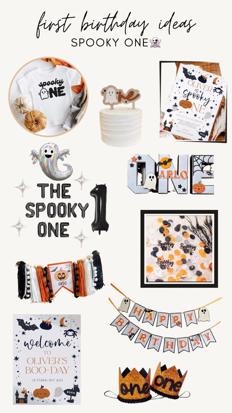 First Birthday Spooky Theme, 1st October Birthday, Spooky One Birthday Decorations, A Spooky One Birthday Boy, Halloween Theme 1st Birthday Party Boy, 1st Birthday Boy Halloween Themes, First Birthday Boy Halloween Theme, First Halloween Birthday Party Ideas, The Spooky One First Birthday Boy