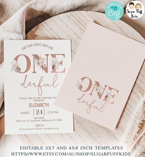 Editable Miss One-derful 1st birthday invite, Printable Boho Floral Floral Miss Onederful Invitation,Instant download Rose Gold One-derful Onederful Party, Isn’t She One Derful Birthday, Inst She Onederful, Turning One Birthday Girl Themes, Miss Onederful Birthday Cake, Isnt She Lovely First Birthday, Little Miss Onederful Birthday Girl, Wild And Onederful Birthday Girl, Isn’t She Lovely Isn’t She Onederful Centerpieces