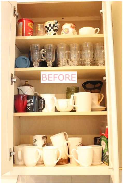 Tea Cup Storage, Coffee Mug Storage, Coffee Cup Storage, Spice Rack Organization, Spring Cleaning Organization, Kitchen Cupboard Organization, Diy Pantry Organization, Kitchen Cabinet Organization Ideas, Coffee Organization