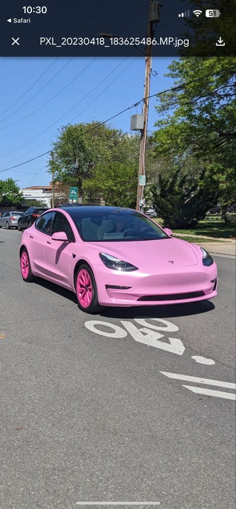 Pink Tesla Interior, Pink Range Rovers, Pink Tesla, Tesla Wrap, Tesla Car Models, Tesla Interior, Pink Cars, Tesla Car, Pink Car