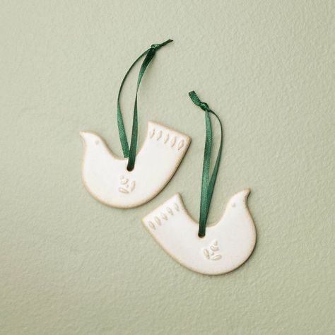 Dove Ceramic, Hand Christmas Tree, Disc Ornaments, Magnolia Colors, Clay Christmas Decorations, Dove Ornaments, Ceramic Christmas Decorations, Kids Clay, Hearth & Hand With Magnolia