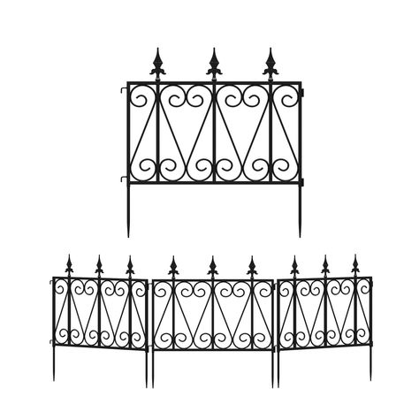 PRICES MAY VARY. Elegant Design - Featuring black surface and classic patterns, this landscape fences looks elegant and beautiful. Iron panels in delicate design boasts narrow grids that will add visual appeal and keep animals out. Quality Material - The decorative garden fence is mainly made of quality iron and is well-coated. Sturdy iron make it not easy to bend, while smooth surface offers it water resistance and rust resistance. It will be an ideal selection for outdoor. Multi-Use - This dec Garden Fence Border, Border Landscape, Decorative Garden Fence, Fence Border, Art Fer, Wrought Iron Handrail, Decorative Garden Fencing, Iron Handrails, Black Deck