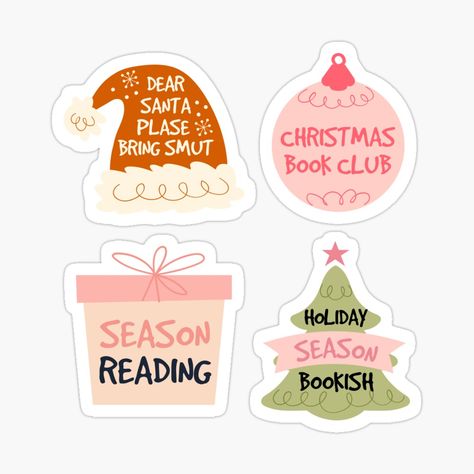 Get my art printed on awesome products. Support me at Redbubble #RBandME: https://www.redbubble.com/i/sticker/untitled-by-untitled/165796662.EJUG5?asc=u Christmas Bookish Stickers, Christmas Book Stickers, Stickers Aesthetic Christmas, Christmas Sticker Ideas, Kindle Decoration, Christmas Stickers Printable, Bookish Content, Coffee Sticker Design, Stickers Books